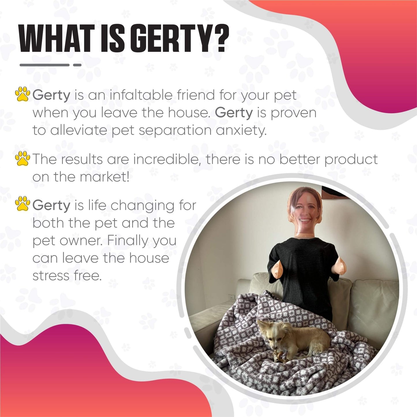Gerty - Inflatable Friend for Your Pet| #1 Dog Separation Anxiety Relief